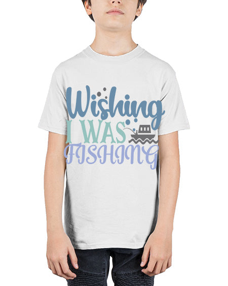 wishing i was fishing 90# - shark-fish - Youth Tee Unisex
