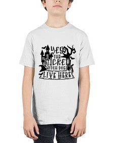 yes the wicked witch does live here 2# - witch - Youth Tee Unisex