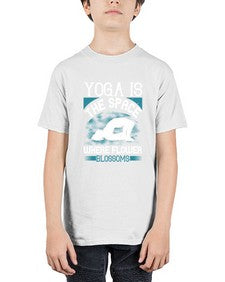 yoga is the space where flower blossoms  627# - yoga - Youth Tee Unisex