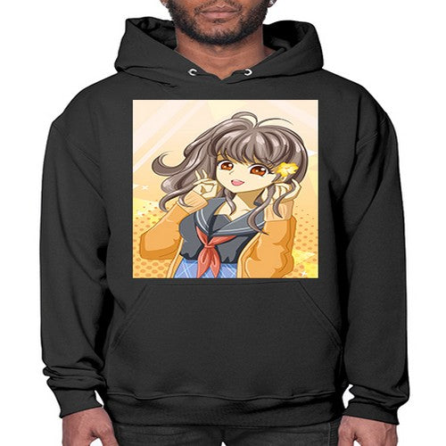 A beautiful and happy girl back to school 90# - anime- Hoodie