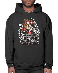 Bear drummer 14# - cartoon animals- Hoodie