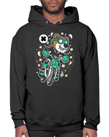 Bear motocross rider 15# - cartoon animals- Hoodie