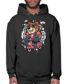 Bear scooterist 16# - cartoon animals- Hoodie