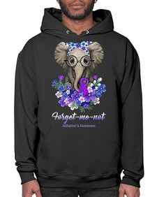 Forget me not Alzheimers Awareness Elephant Flower 150# - alzheimers- Hoodie