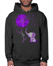 Hope Fight Cure Elephant Alzheimers Purple Ribbon 161# - alzheimers- Hoodie