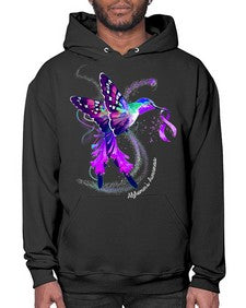Hummingbird Holding Purple Ribbon Alzheimers Awareness 166# - alzheimers- Hoodie