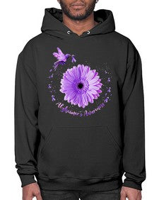 Hummingbird Sunflower Purple Ribbon Alzheimers Awareness 167# - alzheimers- Hoodie