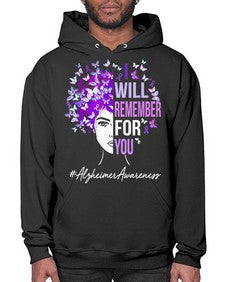 I Will Remember For You Alzheimer Awareness Womens Butterfly 180# - alzheimers- Hoodie