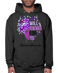 I Will Remember For You Alzheimer Awareness Womens Butterfly 181# - alzheimers- Hoodie