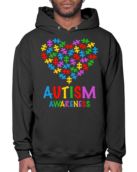 autism awareness heart love puzzle 15# - autism- Hoodie
