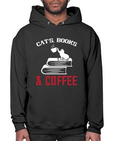 cats book and coffee Style 37# - cats- Hoodie