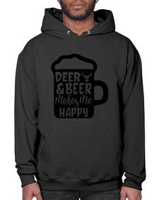 deer and beer makes me happy 900# - beer- Hoodie