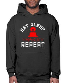 eat sleep hack repeat 48# - computer- Hoodie