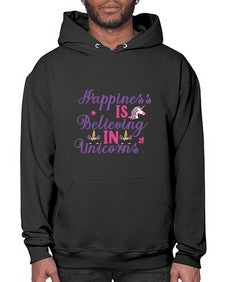 happiness is believing in unicorns 155# - unicorn- Hoodie
