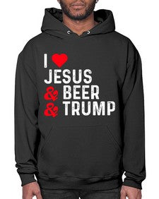 i love jesus beer and trump 1140# - beer- Hoodie