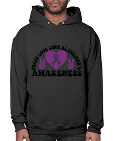 peace love cure alzheimer s awareness 206# - alzheimers- Hoodie