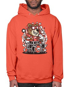 Bear drummer 14# - cartoon animals- Hoodie
