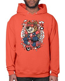 Bear scooterist 16# - cartoon animals- Hoodie