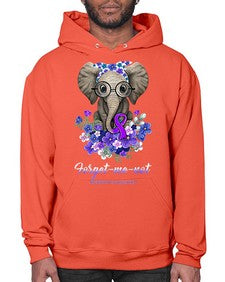 Forget me not Alzheimers Awareness Elephant Flower 150# - alzheimers- Hoodie