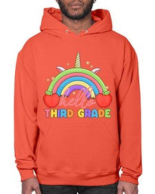 Hello third Grade Unicorn Rainbow 349# - third grade- Hoodie