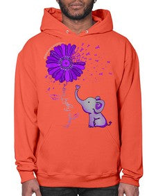Hope Fight Cure Elephant Alzheimers Purple Ribbon 160# - alzheimers- Hoodie