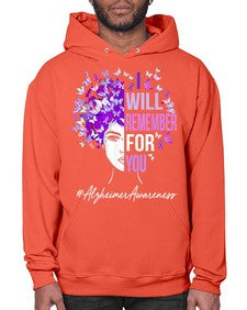 I Will Remember For You Alzheimer Awareness Womens Butterfly 180# - alzheimers- Hoodie