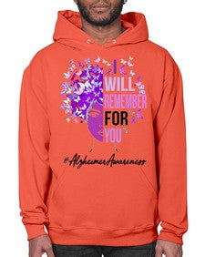 I Will Remember For You Alzheimer Awareness Womens Butterfly 181# - alzheimers- Hoodie