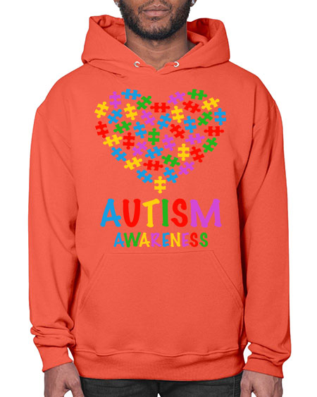 autism awareness heart love puzzle 15# - autism- Hoodie
