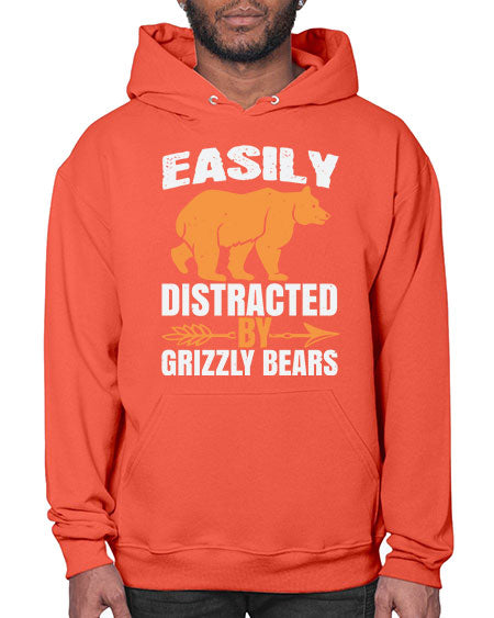easily distracted by grizzly bears 107# - bears - animals- Hoodie