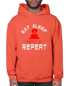 eat sleep hack repeat 48# - computer- Hoodie