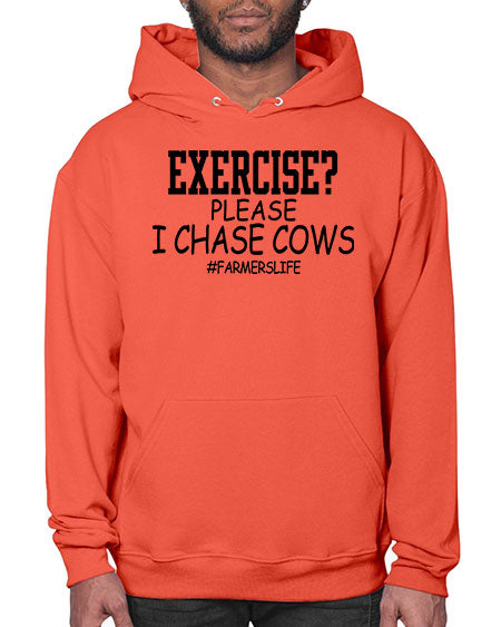 exercise please i chase cows - cow- Hoodie