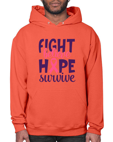 fight believe hope survive Style 13# - breast cancer- Hoodie