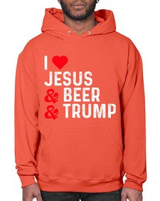 i love jesus beer and trump 1140# - beer- Hoodie