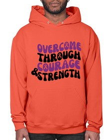 overcome through courage strength 204# - alzheimers- Hoodie