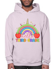 Hello third Grade Unicorn Rainbow 349# - third grade- Hoodie