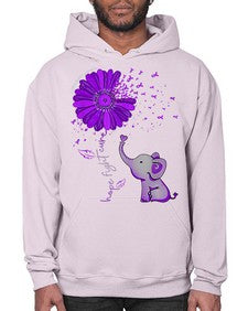 Hope Fight Cure Elephant Alzheimers Purple Ribbon 160# - alzheimers- Hoodie