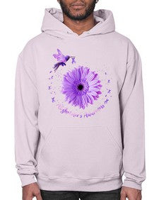 Hummingbird Sunflower Purple Ribbon Alzheimers Awareness 167# - alzheimers- Hoodie