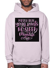 Messy bun yoga pants no sleep momlife  424# - yoga- Hoodie