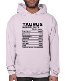 Taurus Nutrition Facts 490# - taurus- Hoodie