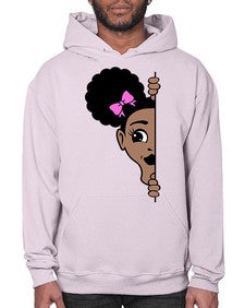 afro puffs girl peekaboo 83# - black girls or women- Hoodie