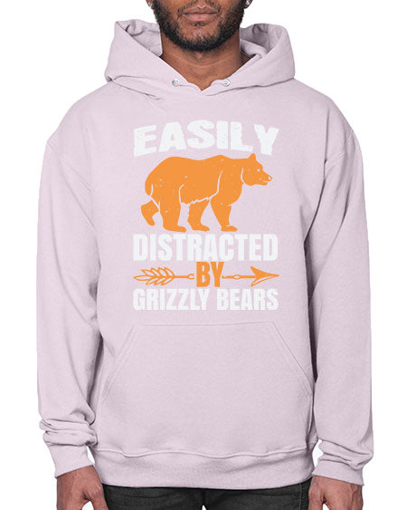 easily distracted by grizzly bears 107# - bears - animals- Hoodie