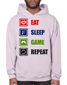 eat sleep game repeat 77# - video games- Hoodie