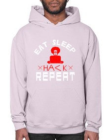 eat sleep hack repeat 48# - computer- Hoodie