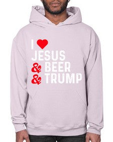 i love jesus beer and trump 1140# - beer- Hoodie