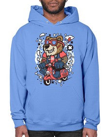 Bear scooterist 16# - cartoon animals- Hoodie