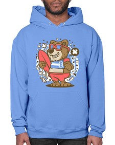 Bear surfing 17# - cartoon animals- Hoodie
