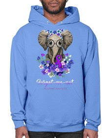 Forget me not Alzheimers Awareness Elephant Flower 150# - alzheimers- Hoodie