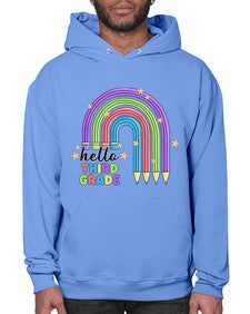 Hello third Grade Pencil Rainbow 347# - third grade- Hoodie