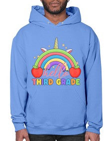 Hello third Grade Unicorn Rainbow 349# - third grade- Hoodie