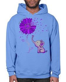 Hope Fight Cure Elephant Alzheimers Purple Ribbon 161# - alzheimers- Hoodie